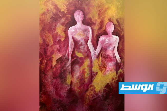 لوحات من معرض «أثيري» للفنانة مريم الصيد في دار الفنون (فيسبوك)