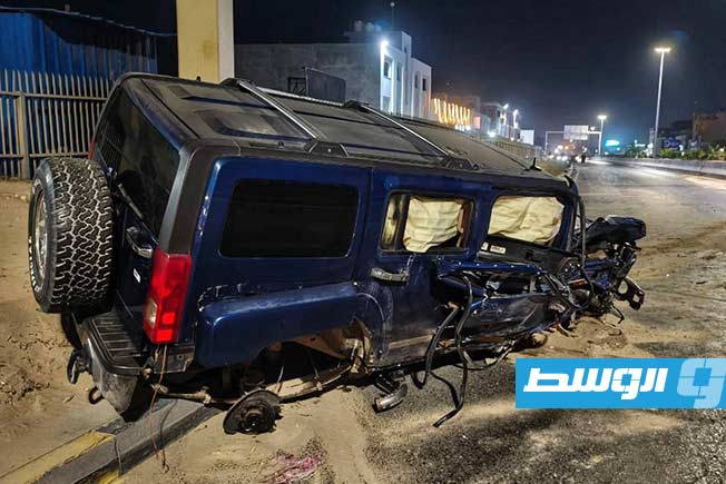 حادث سير بالطريق السريع في طرابلس، 31 أكتوبر 2025. (مديرية أمن طرابلس)