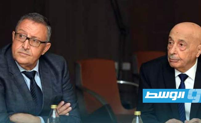 جانب من زيارة عقيلة صالح للمصرف المركزي بنغازي، الأول من أغسطس 2022. (مجلس النواب)