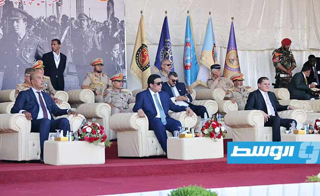 جانب من احتفالية الذكرى 82 لتأسيس الجيش الليبي في ميدان الشهداء بطرابلس. الثلاثاء 9 أغسطس 2022 (صفحة حكومة الوحدة الوطنية على فيسبوك)