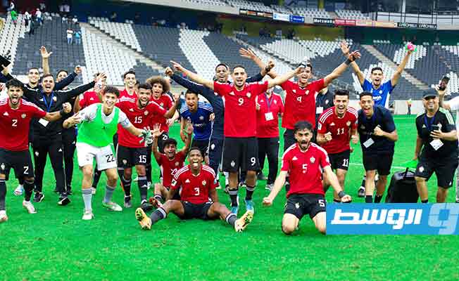 فرحة نجوم المنتخب الليبي بعد الفوز على إسواتيني في تصفيات كأس العالم بدولة جنوب أفريقيا، 17 نوفمبر 2023. (صفحة الاتحاد الليبي لكرة القدم عبر فيسبوك)