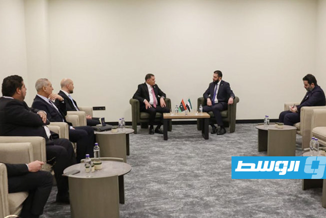 لقاء الدبيبة مع الشرع في أنطاليا، 11 أبريل 2025. (منصة حكومتنا)