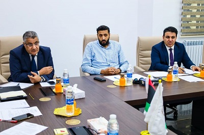 جانب من اجتماع اللجنة في مدينة البيضاء برئاسة مرعي البرعصي نائب المحافظ، الخميس 14 سبتمبر 2023 (صفحة المصرف المركزي على فيسبوك)