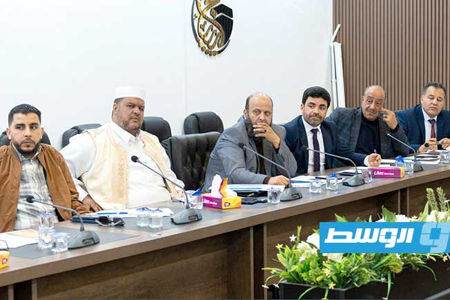 اجتماع منسقو تنسيقيات الحج على مستوى ليبيا لوضع اللمسات الأخيرة لإجراء قرعة الحج، الإثنين 3 فبراير 2025. (هيئة الحج والعمرة)