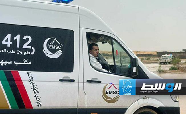 سيارات إسعاف تابعة لجهاز طب الطوارئ والدعم في تهالا، الإثنين 19 أغسطس 2024 (منصة حكومتنا)