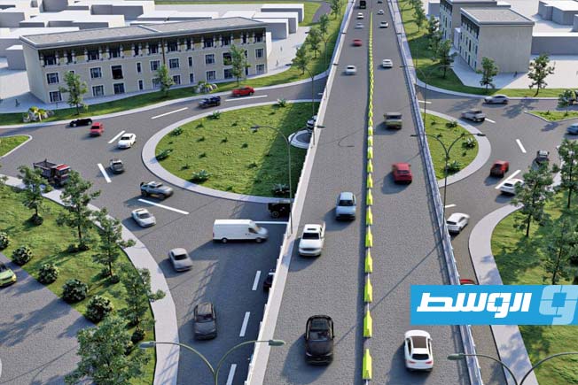 رسم تخطيطي للجسر المزمع إنشاؤه في أعلى جزيرة الزعفران في سرت، الإثنين 17 مارس 2025 (الجهاز الوطني للتنمية)