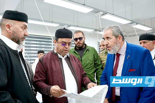 العابد خلال افتتاح مركز التدريب المهني في ترهونة، الأربعاء 16 أبريل 2025. (وزارة العمل والتأهيل)