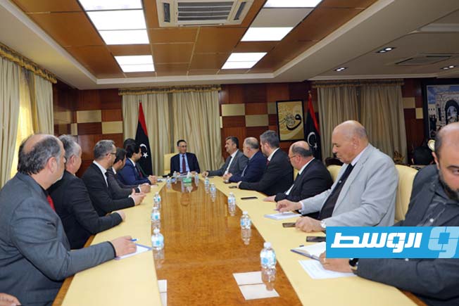 من لقاء وزير الاقتصاد بحكومة الوحدة الوطنية الموقتة عبدالحميد الدبيبة مع الوفد التركي، 25 فبراير 2025. (وزارة الاقتصاد)