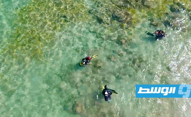 موقع تفجير اللغم البحري بمنطقة النقازة غرب الخمس، السبت 8 أكتوبر 2022. (رئاسة الأركان العامة)