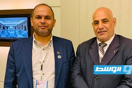 مراسم توقيع بوتوكول التعاون بين اتحادي عمال ليبيا وفلسطين، الإثنين 21 أبريل 2025. (الاتحاد الوطني لعمال ليبيا)