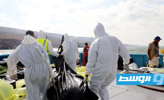 من عملية انتشال 9 جثث مجهولة الهوية في مدينة درنة، 16 سبتمبر 2023. (الهيئة العامة للبحث عن المفقودين)