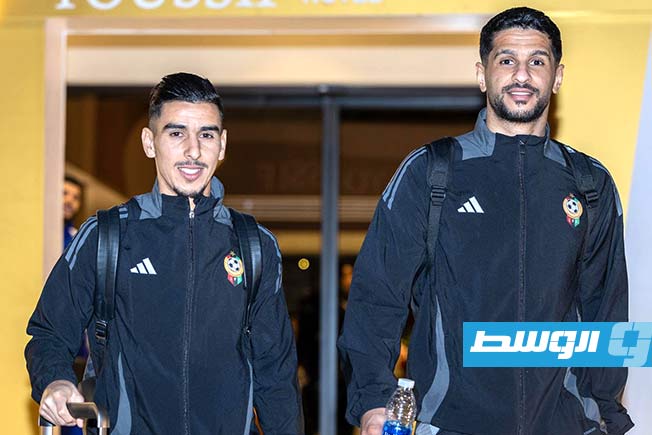 المنتخب الليبي في بداية رحلة المغادرة إلى الكاميرون الأحد 23 مارس 2025 (صفحة المنتخب الليبي على فيسبوك)
