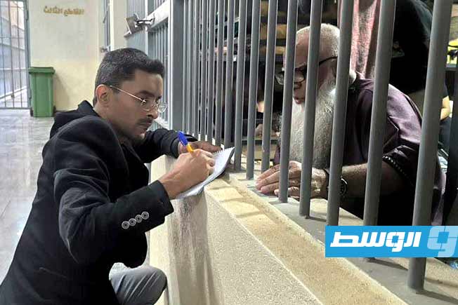 من زيارة وفد مجلس الدولة ومجموعة من الحقوقيين إلى سجن معيتيقة في طرابلس، السبت 31 مايو 2025. (الإنترنت)
