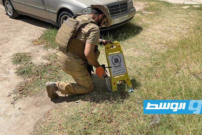 إزالة مخلفات انفجار مخزن الذخيرة في مصراتة، 2 سبتمبر 2025. (جهاز المباحث الجنائية)