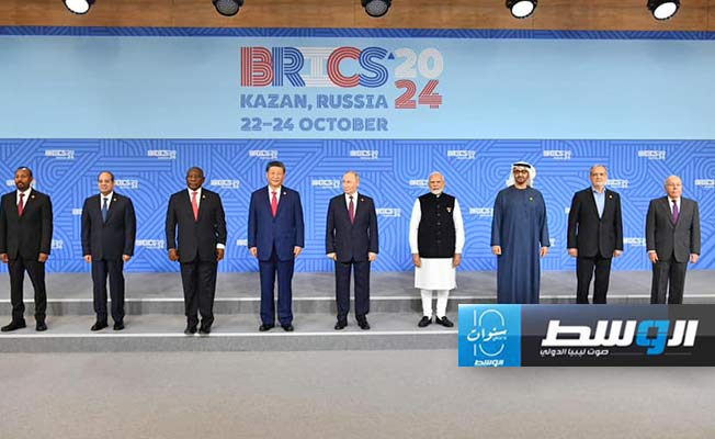 السيسي يتحدث أمام قمة مجموعة «بريكس» في مدينة قازان الروسية، 23 أكتوبر 2024. (الرئاسة المصرية)
