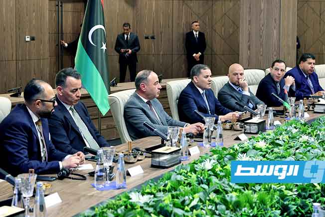 اجتماع الدبيبة مع وزير الخارجية الإيطالي أنطونيو تاياني في مصراتة، الأحد 18 يناير 2025. (حكومتنا)