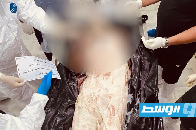 جثة مجهولة عُثر عليها داخل مستشفى الحوادث أبوسليم، الإثنين 19 مايو 2025 (وزارة الداخلية بحكومة الوحدة الوطنية الموقتة)