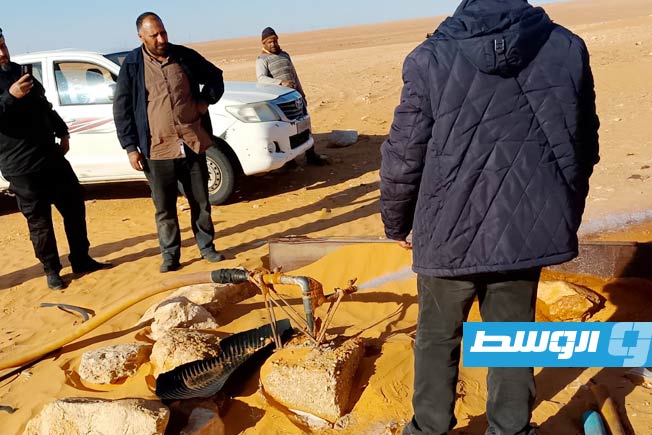 من عمليات إزالة وصلات مياه غير نظامية في مناطق بغرب ليبيا، 2 مارس 2025. (النهر الصناعي)