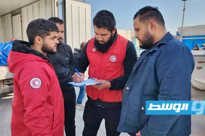 انتشال جثامين غرقى قبالة الزاوية، 7 فبراير 2025. (الهلال الأحمر الليبي)