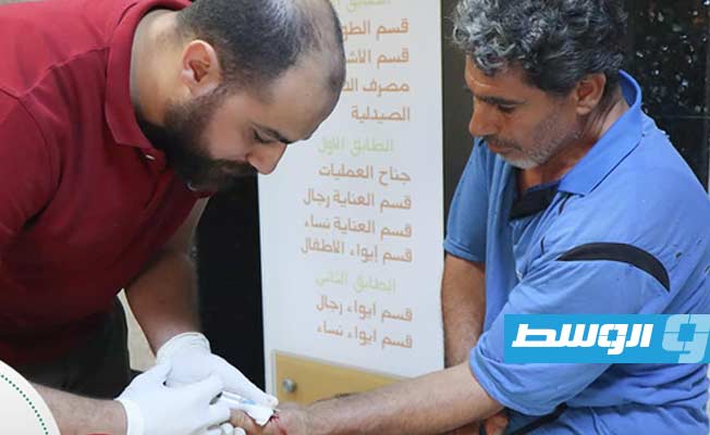مصاب يتلقى العلاج بمركز مصراتة الطبي، الأربعاء 28 يونيو 2023. (مركز مصراتة الطبي)