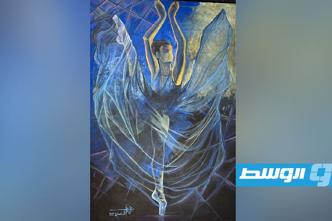 لوحات من معرض «أثيري» للفنانة مريم الصيد في دار الفنون (فيسبوك)