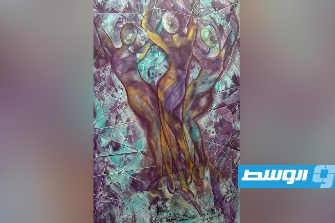 لوحات من معرض «أثيري» للفنانة مريم الصيد في دار الفنون (فيسبوك)