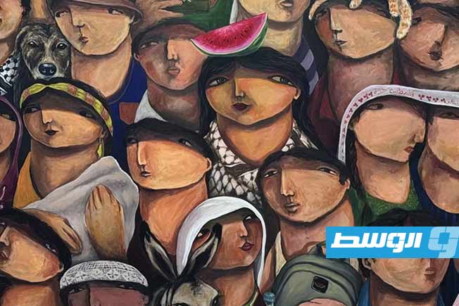 أعمال فنية لفنانين من غزة على جدران معهد الفنون الجميلة في لندن كنوع من المقاومة والاحتجاج. (الفن من أجل فلسطين الحرة على إنستغرام)