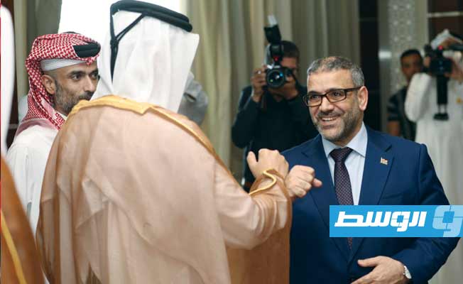 المشري في لقائه مع وزير الخارجية القطري، 23 مايو 2021 (مجلس الدولة).