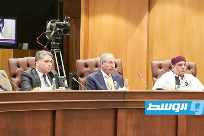 عضو مجلس النواب عبدالسلام نصية خلال مشاركته في اجتماع للبرلمان العربي بالعراق، 19 أبريل 2025 (صفحة عبدالله بليحق على فيسبوك)