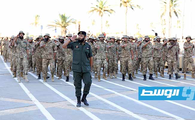 جانب من العروض العسكرية خلال الاحتفال بذكر تأسيس الجيش الليبي في ميدان الشهداء بطرابلس، الأربعاء 9 أغسطس 2023 (حكومة الوحدة)