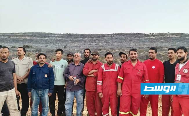 حريق غابة عين مارة في الجبل الأخضر، 2 يوليو 2021 (هيئة السلامة الوطنية في طرابلس)