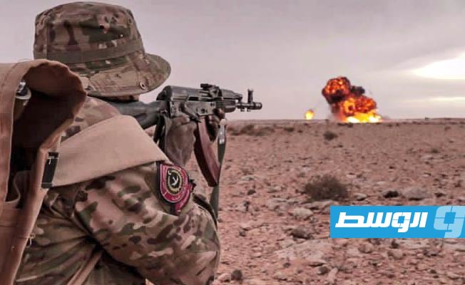 التمرين التعبوي «محاربو الصحراء» بمنطقة وشتاتة جنوب ترهونة. الأربعاء 6 ديسمبر 2023. (اللواء 44 قتال)