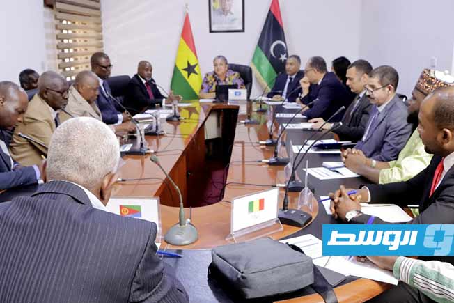جانب من لقاء مبعوثة الأمم المتحدة هانا تيتيه مع مجموعة من السفراء الأفارقة في طرابلس، الأربعاء 19 مارس 2025 (البعثة الأممية)