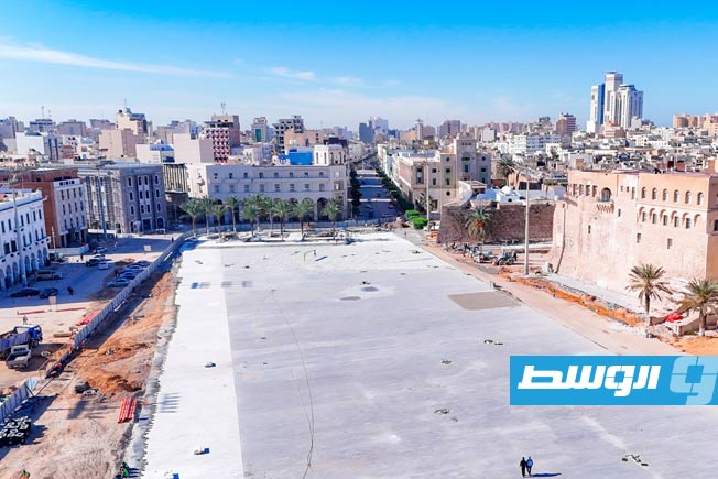 ميدان الشهداء بطرابلس أثناء عملية تطويره، 24 يناير 2025 (صفحة خطة عوة الحياة بموقع فيسبوك)