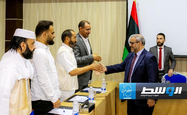 لقاء المشري مع ممثلي تجمعات وتنسيقيات سياسية، الأربعاء 21 أغسطس 2024. (المجلس الأعلى للدولة)