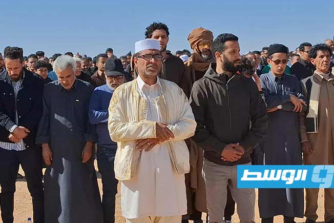 تشييع سيف القذافي إلى مثواه الأخير في بني وليد، 6 فبراير 2026. (بوابة الوسط)