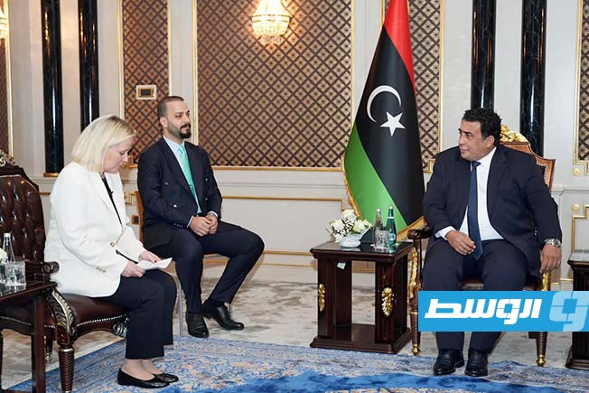 جانب من اعتماد أوراق سفيرة السويد لدى ليبيا سيسليا ورامستين، أول فبراير 2025 (المجلس الرئاسي)