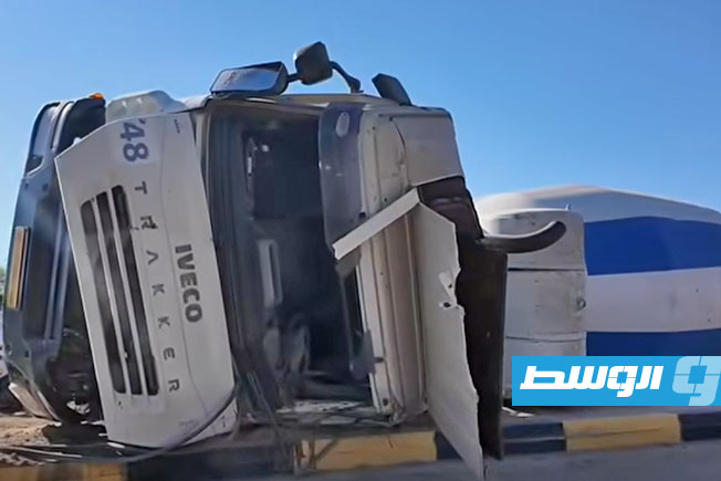 انقلاب شاحنة في طرابلس، 21 مايو 2026. (أمن طرابلس)