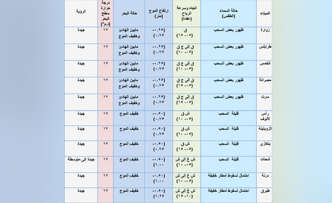 «الأرصاد»: رؤية جيدة وموج هادئ على طول الساحل