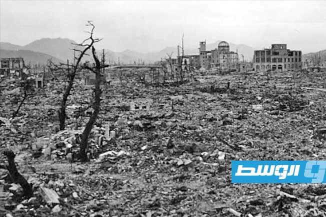 صورة تظهر آثار القصف الذري على هيروشيما باليابان، 6 أغسطس 1945. (أرشيفية: الإنترنت)