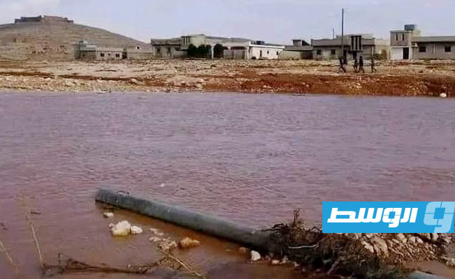 دمار خلفته سيول وفيضانات العاصفة دانيال في منطقة خولان بالقرب من الأبرق (الإنترنت)