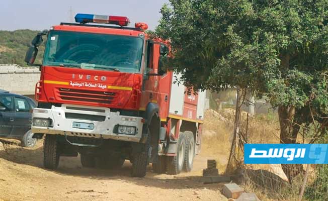 حريق غابة عين مارة في الجبل الأخضر، 2 يوليو 2021 (هيئة السلامة الوطنية في طرابلس)