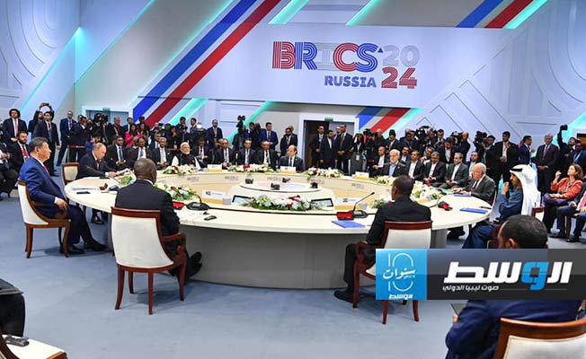 السيسي يتحدث أمام قمة مجموعة «بريكس» في مدينة قازان الروسية، 23 أكتوبر 2024. (الرئاسة المصرية)