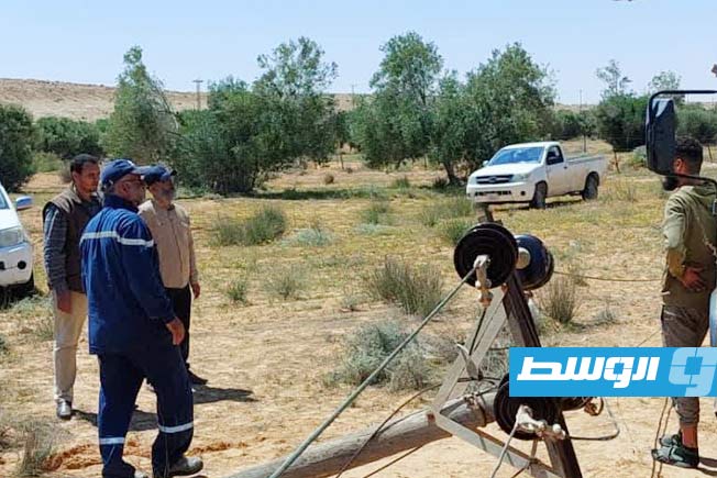إصلاح عطل في عمود ضغط عالي في منطقة أبو هادي بسرت (الشركة العامة للكهرباء)