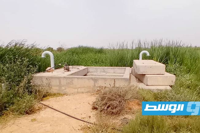 تسريب مياه من محطة للنهر الصناعي بمنظومة الحساونة، 24 مارس 2025. (جهاز الشرطة الزراعية)