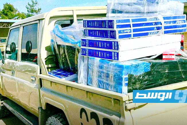 بضائع جرى إحباط تهريبها في منفذ رأس اجدير، 19 أبريل 2026. (المباحث الجنائية)