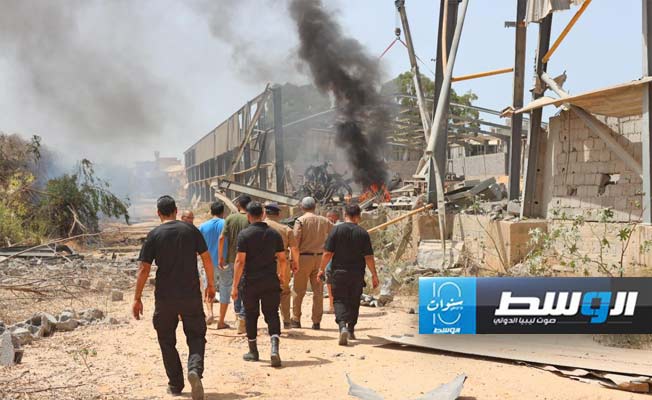 موقع انفجار القنابل اليدوية بمقر كتيبة الشهيدة صبرية في تاجوراء. (وزارة الداخلية)