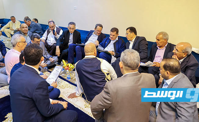 زيارة الدبيبة إلى بلديات العزيزية والسواني والزهراء بسهل الجفارة. (حكومة الوحدة الوطنية)