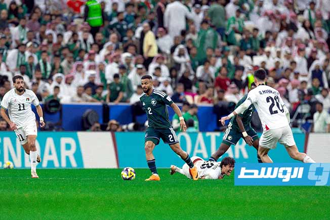 من مواجهة منتخبي فلسطين والسعودية في ربع نهائي بطولة كأس العرب لكرة القدم، الخميس 11 ديسمبر 2025 (وكالة أنباء الشرق الأوسط)