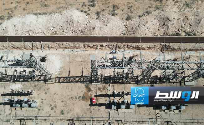 من تجهيزات ربط محطة تحويل جادو بشبكة الكهرباء، 27 أكتوبر 2024. (شركة الكهرباء)